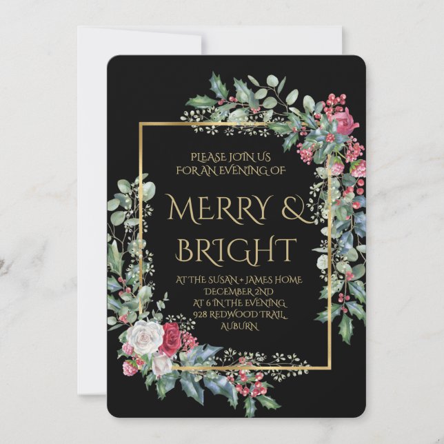 Invitación Vintage Winter Botanical Christmas Elegance (Anverso)