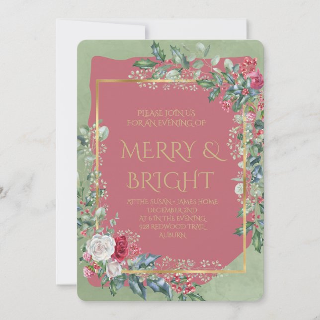 Invitación Vintage Winter Botanical Christmas Elegance (Anverso)