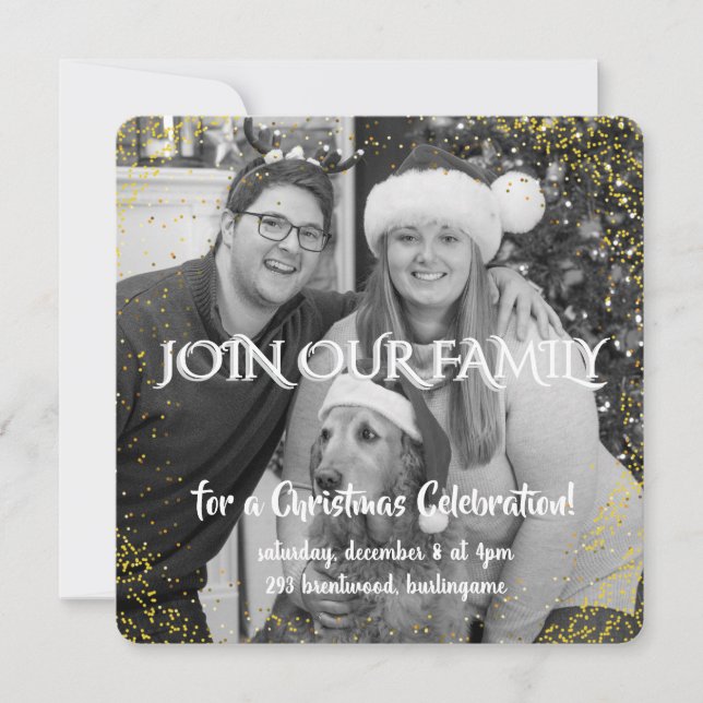 Invitación Vintage Winter Christmas Elegance Personalized  (Anverso)