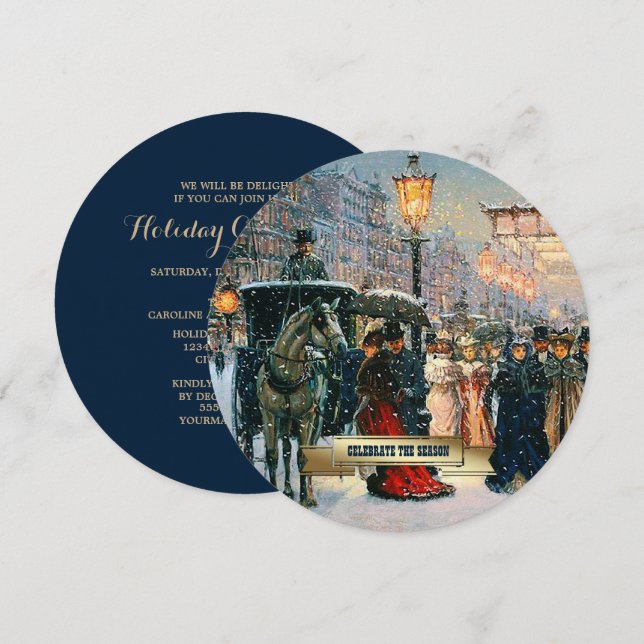 Invitación Vintage Winter Parisian Scene Holiday Party (Anverso / Reverso)