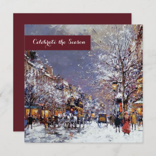 Invitación Vintage Winter Parisian Scene Holiday Party