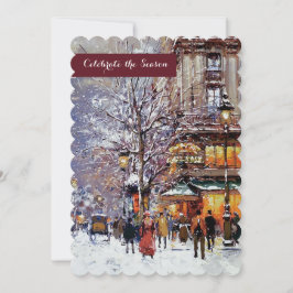 Invitación Vintage Winter Parisian Scene Holiday Party