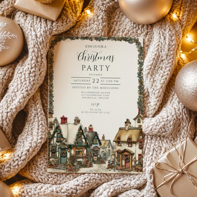 Invitación Vintage Winter Village Navidades (Subido por el creador)