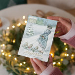 Invitación Vintage Winter Wonderland Lady Walking Pigs<br><div class="desc">Esta tarjeta de saludo evoca la sensación de que una vieja maravilla de invierno retrocedió en el tiempo, presentando a una bella dama con un vestido vintage caminando sobre lechones y una maravillosa calle nevada con árboles verdes cubiertos de nieve y una casa en el fondo —un saludo alegre— tipografía...</div>