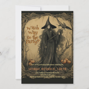 Invitación Vintage Witch Fiesta Halloween