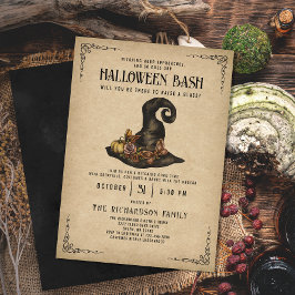 Invitación Vintage Witch Gorra Elegant Adults Halloween Party