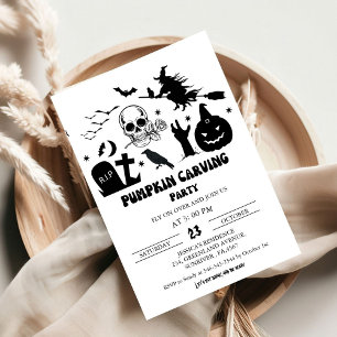 Invitación Vintage Witch Halloween Calabaza Fiesta tallador