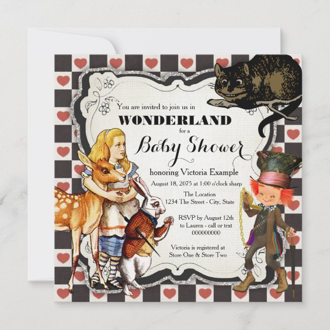 Invitación Vintage Wonderland Baby Shower (Anverso)