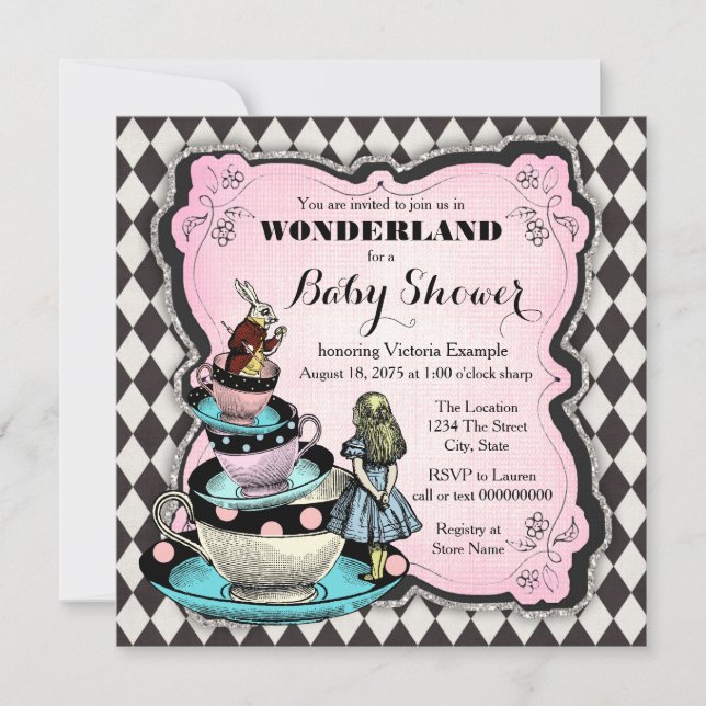 Invitación Vintage Wonderland Baby Shower (Anverso)