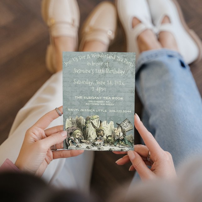 Invitación Vintage Wonderland Tea Fiesta Birthday (Subido por el creador)