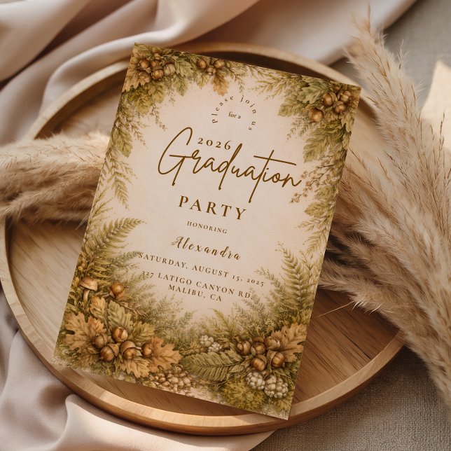 Invitación Vintage Woodland Autumn Graduation Party (Subido por el creador)