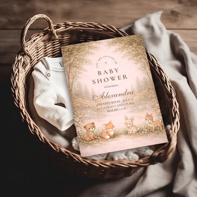 Invitación Vintage Woodland Forest Animals Baby Shower (Subido por el creador)