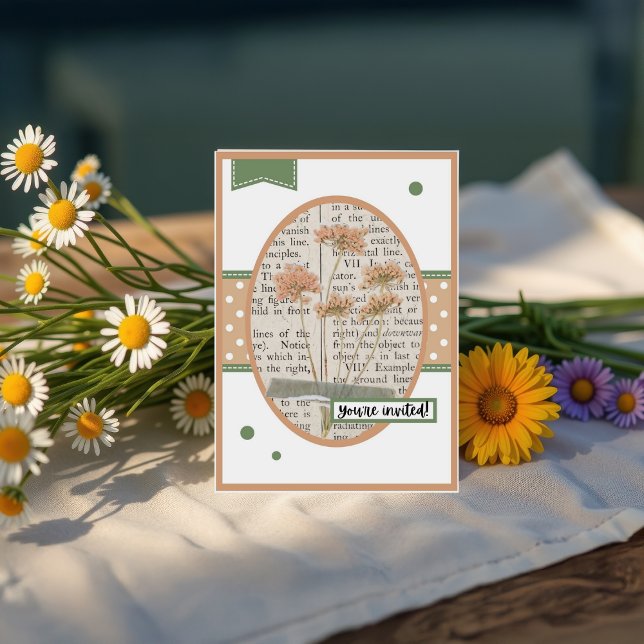 Invitación Vintage Yarrow Details on the back Birthday (Subido por el creador)