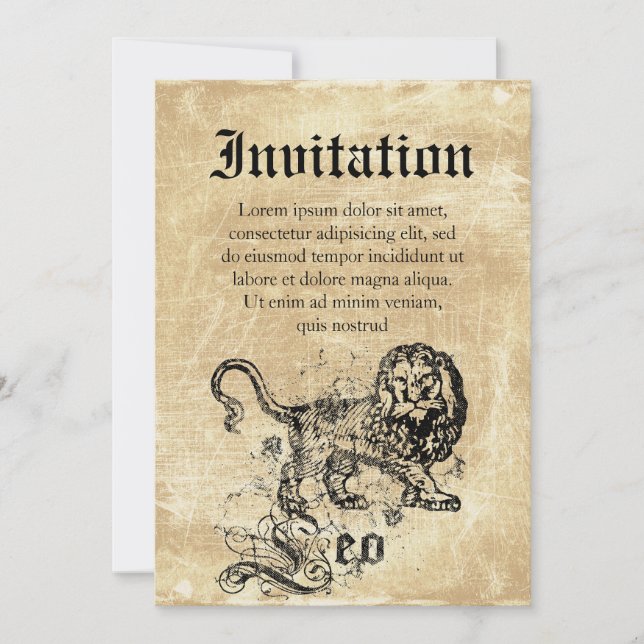 Invitación Vintage Zodiac Leo (Anverso)