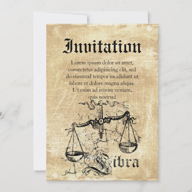 Invitación Vintage Zodiac Libra (Anverso)