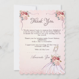 Invitación Vintange Sweet 16 / Quinceañera Gracias Nota