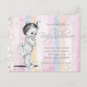Invitación Vintel Pastel Arcoiris Baby Shower
