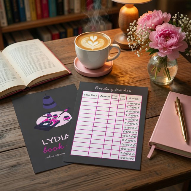 Invitación Vinyl & Books Personalized Reading Tracker Card (Subido por el creador)