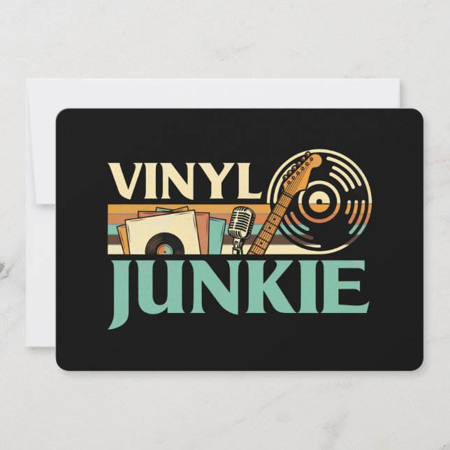 Invitación Vinyl Junkie LP Records DJ Turntable Music Collect (Anverso)