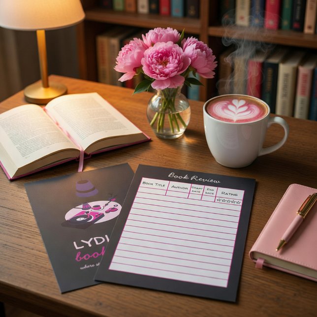 Invitación Vinyl Record & Coffee Custom Book Review Card (Subido por el creador)