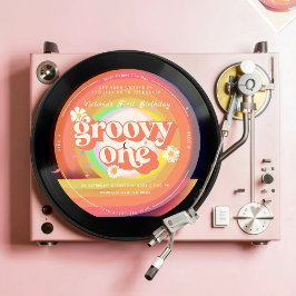 Invitación Vinyl Record Groovy Un primer cumpleaños