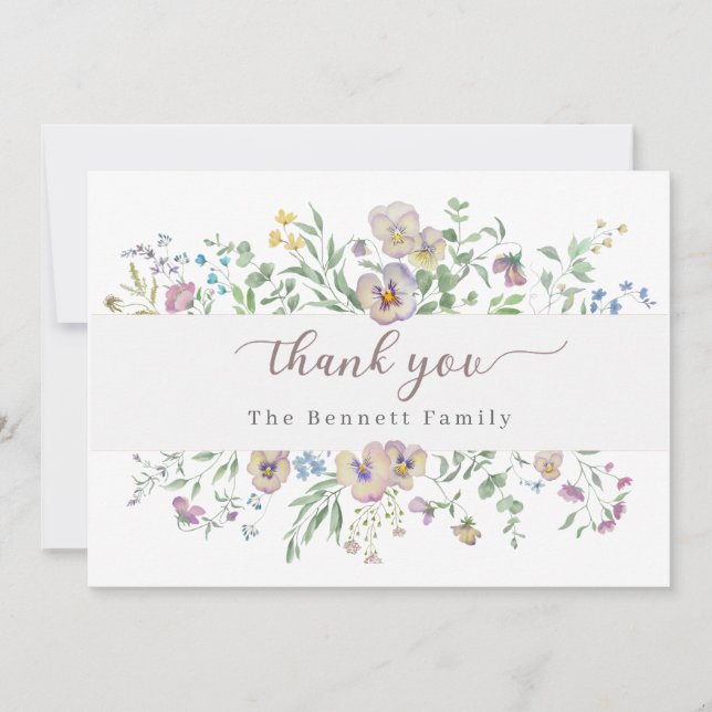 Invitación Viola & Eucalypt Floral Thank you Card (Anverso)