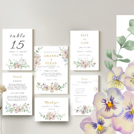 Invitación Viola & Eucalyptus Floral Wedding Invitation