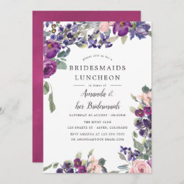 Invitación Violet and Plum Floral Bridesmaids Luncheon