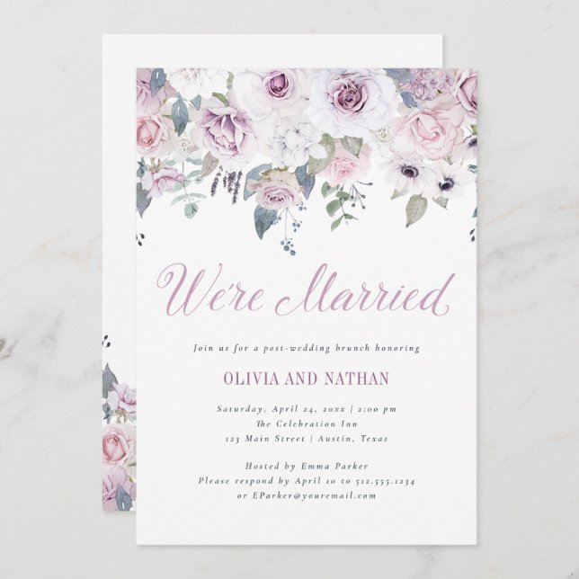 Invitación Violet Blush | Celebración floral de post boda (Anverso / Reverso)
