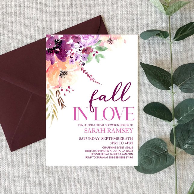 Invitación Violet Cae Enamorada Flores Florales Ducha De Novi (Subido por el creador)