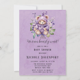 Invitación Violet Cute Teddy Bear Floral Podemos Esperar