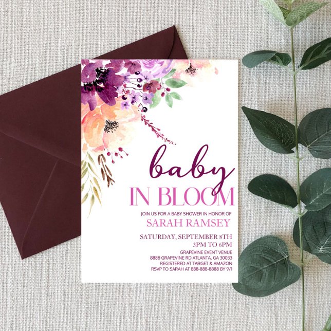 Invitación Violet Fall Floral Baby En Bloom Baby Shower (Subido por el creador)