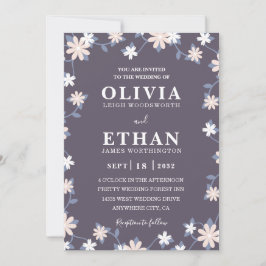 Invitación Violet Floral Minimalist Wildflower Graphic