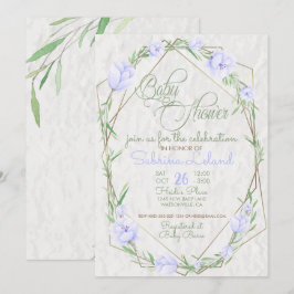 Invitación Violet Flowers Greenery Terrarium Baby Shower