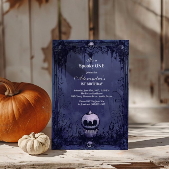 Invitación Violet Gothic Spooky ONE Cumpleaños (Subido por el creador)
