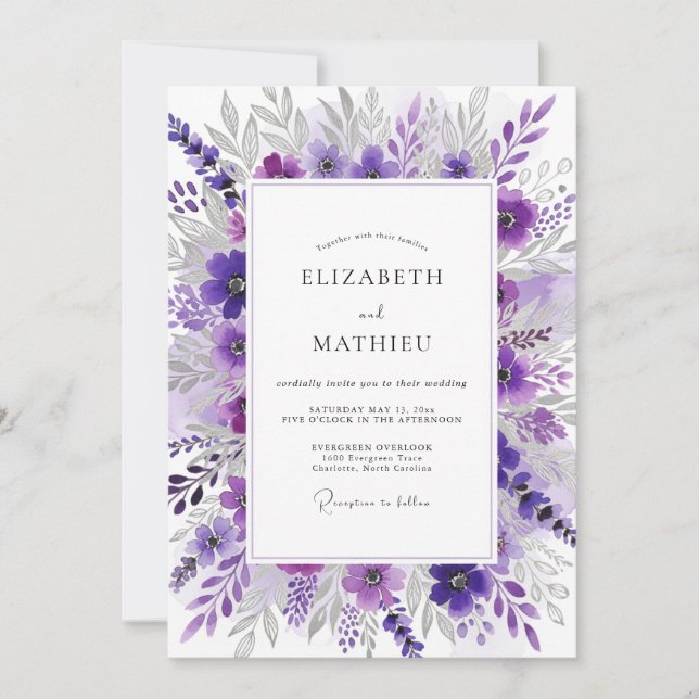 Invitación Violet Graceful Spring Wedding (Anverso)