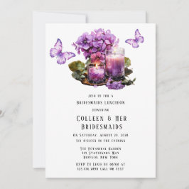 Invitación Violet Hydrangea Butterfly Bridesmaids Luncheon