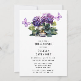 Invitación Violet Hydrangea Butterfly Candles Bridal Shower