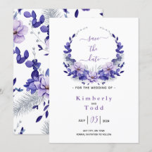 Violet Lavender y Silver Floral Salven la fecha