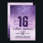Invitación Violet Lilac Morado Triple Purpurina Ombre Sweet 1<br><div class="desc">Esta invitación a una fiesta de 16 años, jovial, moderna y reluciente, es perfecta para el día especial de tu hija adolescente. Tiene un falso violeta impreso en violeta en violeta lila en gradiente oscuro purpurina de color púrpura pastel. Es moda, elegante, bonito, única y fresca; todas las cualidades que...</div>