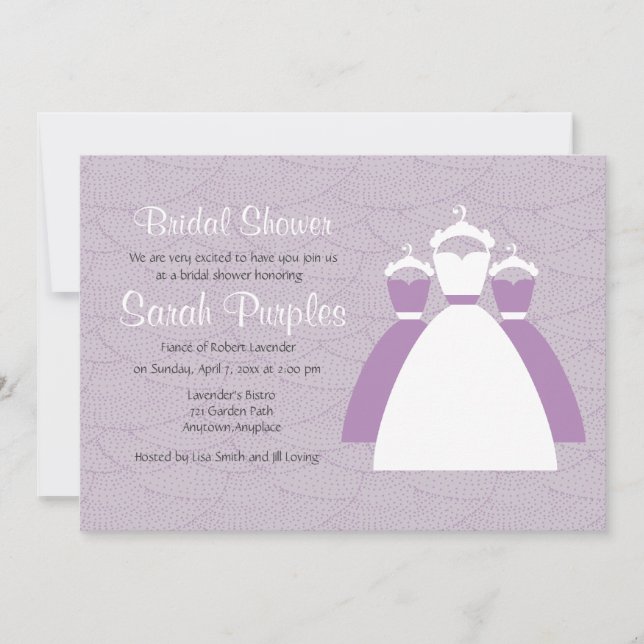Invitación Violet Lilac Personalizado púrpura ducha de novia  (Anverso)