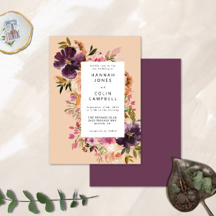 Invitación Violet Meadows Floral Moderna de Otoño