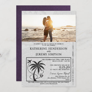 Invitación Violet Mexico Passport Boda