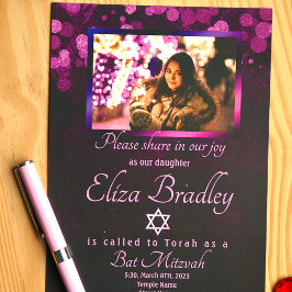 Invitación Violet, Morple Bat Mitzvah Invitado con Estrella d