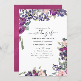 Invitación Violet, Plum y Boda floral Rubor
