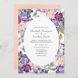 Invitación Violet, Plum y Boda floral Rubor