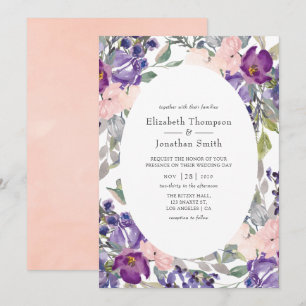 Invitación Violet, Plum y Boda floral Rubor