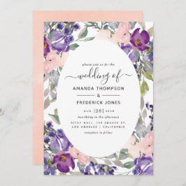 Invitación Violet, Plum y Boda floral Rubor