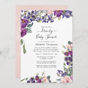 Invitación Violet, Plum y Rubor Drive By Shower