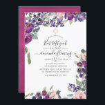 Invitación Violet, Plum y Rubor Floral Bat Mitzvah<br><div class="desc">El elegante murciélago floral de color violeta,  ciruela y rosa ondulado mitzvah invita a ser diseñado para ser rápida y fácilmente adaptado a sus necesidades específicas.</div>